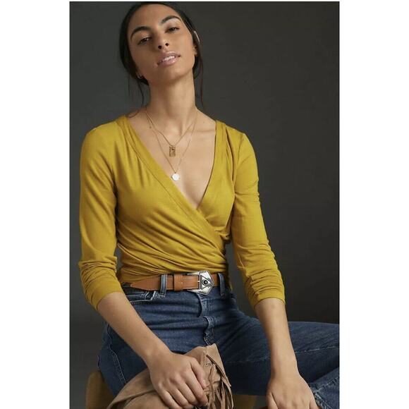 Mustard Wrap Blouse - Picture 1 of 8